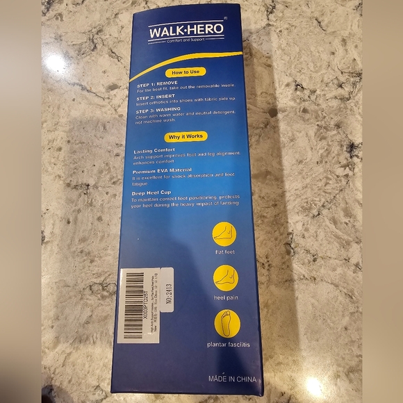 Walk-Hero Medical Orthotic Insoles Mens sz  12 - 12.5 Brand new - Picture 5 of 6